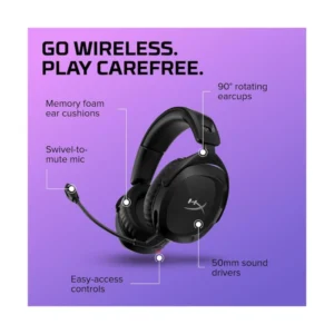 Auricular Inalambrico Hyperx Cloud Stinger 2 (676A2Aa) Negro, Microfono Giratorio Para Silenciar Con Cancelacion De Ruido, Hasta 20 Horas, Dtsx - Imagen 6