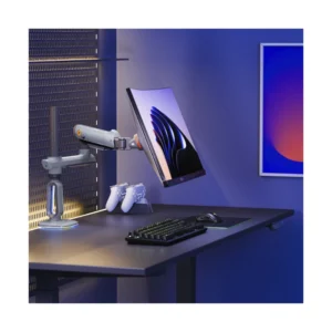 Brazo Soporte Para Monitor North Bayou V8 (1118751094) Gaming, Lake Blue, Rack Base, Para 32" A 60", De 2Kg Hasta 20Kg, Altura Ajustable, Luz Rgb - Imagen 3