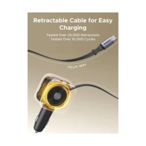Cargador Retractil Para Automovil Ugreen Ec604 (55910B) 145W, X2 Usb-C, X1 Usb-A, Carga Rapida Con Cable Tipo C, Adaptador De Encendedor De Cigarrillo - Imagen 5