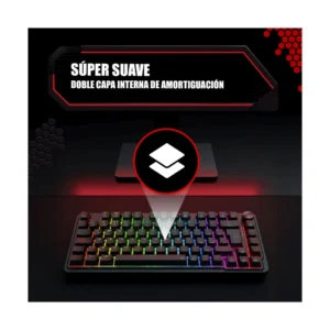 Teclado Inalambrico Redragon Ucal Pro 80% (K673Rgb-Pro-Sp) Negro, Mecanico, Switch Rojo, Bluetooth, Led-Rgb - Imagen 5
