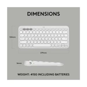 Teclado Inalambrico Logitech Pebble Keys 2 K380S (920-011784) Blanco, Bluetooth, Multidispositivo, Delgado Y Portatil,Windows, Macos, Ipados, Android - Imagen 10