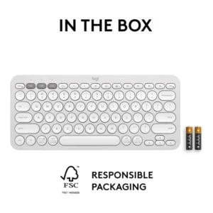 Teclado Inalambrico Logitech Pebble Keys 2 K380S (920-011784) Blanco, Bluetooth, Multidispositivo, Delgado Y Portatil,Windows, Macos, Ipados, Android - Imagen 11