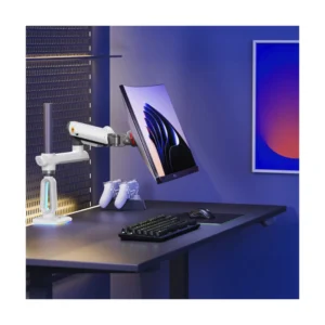 Brazo Soporte Para Monitor North Bayou E7 (1113421094) Gaming, Blanco, Rack Base, Para 32" A 60", De 2Kg Hasta 20Kg, Altura Ajustable, Luz Rgb - Imagen 3