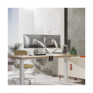 Brazo Soporte Para 2 Monitores North Bayou F160 (1100421038-F160-W) Blanco, Rack Base, Para 17" A 32", De 2Kg Hasta 9Kg, Brazo Giratorio, Ergonomico - Imagen 3