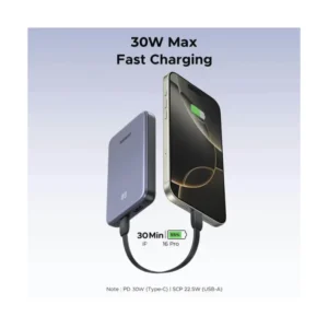 Power Bank Ugreen Pb528 (55985B) Portatil, Indicador Led Y Cable Usb-C Integrado, Carga Rapida Pd 30W, 20000Mah - Imagen 3