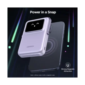 Power Bank Ugreen Pb572 (45328) Lila, Magnetico, Pantalla Digital, Con Soporte Plegable Y Pantalla Tft, Pd De 20 W, 10000Mah - Imagen 3