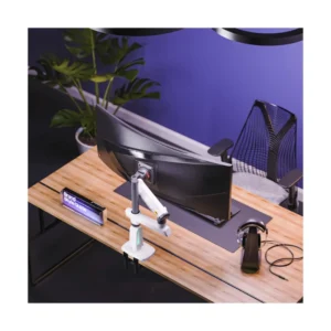 Brazo Soporte Para Monitor North Bayou E7 (1113421094) Gaming, Blanco, Rack Base, Para 32" A 60", De 2Kg Hasta 20Kg, Altura Ajustable, Luz Rgb - Imagen 4