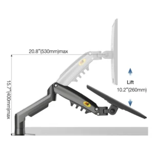 Brazo Soporte Para 2 Monitores North Bayou F160 (1100671038-F160-B) Matte Ch, Rack Base, Para 17" A 32", De 2Kg Hasta 9Kg, Brazo Giratorio, Ergonomico - Imagen 4