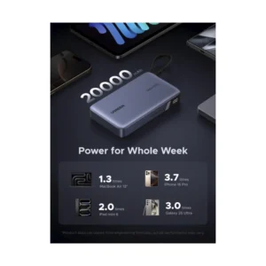 Power Bank Ugreen Pb551 (55992B) Portatil Nexode, Indicador Led Y Cable Usb-C Integrado, Carga Rapida 145W, 20000Mah - Imagen 4