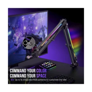 Soporte De Brazo Para Microfono Fifine Bm38 (Bm38-B) Negro, Acero Y Aleacion De Aluminio, Iluminacion Rgb - Imagen 4