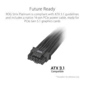 Fuente De Poder Asus Rog Strix 1200W Platinum (Rog-Strix-1200P-Gaming) 1200W, Platinum, Pcie Gen 5.1, Atx3.1, Gan Mosfet, Modular - Imagen 5