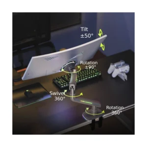 Brazo Soporte Para Monitor North Bayou F5 (1124671092) Matte Ch, Rack Base, Para 32" A 60", De 2Kg Hasta 20Kg, Altura Ajustable, Luz Rgb - Imagen 5