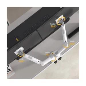 Brazo Soporte Para 2 Monitores North Bayou F160 (1100421038-F160-W) Blanco, Rack Base, Para 17" A 32", De 2Kg Hasta 9Kg, Brazo Giratorio, Ergonomico - Imagen 5