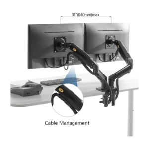 Brazo Soporte Para 2 Monitores North Bayou F160 (1100671038-F160-B) Matte Ch, Rack Base, Para 17" A 32", De 2Kg Hasta 9Kg, Brazo Giratorio, Ergonomico - Imagen 5