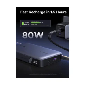 Power Bank Ugreen Pb551 (55992B) Portatil Nexode, Indicador Led Y Cable Usb-C Integrado, Carga Rapida 145W, 20000Mah - Imagen 5