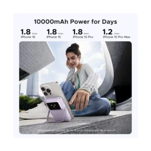 Power Bank Ugreen Pb572 (45328) Lila, Magnetico, Pantalla Digital, Con Soporte Plegable Y Pantalla Tft, Pd De 20 W, 10000Mah - Imagen 5