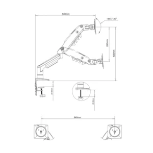 Brazo Soporte Para 2 Monitores North Bayou F160 (1100671038-F160-B) Matte Ch, Rack Base, Para 17" A 32", De 2Kg Hasta 9Kg, Brazo Giratorio, Ergonomico - Imagen 7