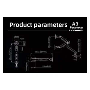 Brazo Soporte Para Monitor North Bayou A5 (1100031110 A5) Matte Ch, Rack Base, Para 17" A 32", De 2Kg Hasta 9Kg, Con Movimiento Completo, Resorte Meca - Imagen 7