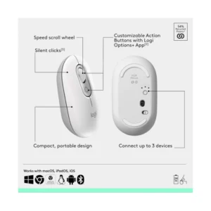 Combo Inalambrico Logitech Pop Icon Combo (920-013055) Blanco Cremoso, Bluetooth, Escritura Comoda, Clics Silenciosos, Programables, Teclado+Mouse - Imagen 7