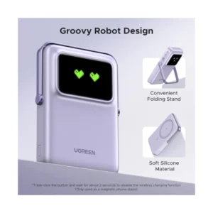 Power Bank Ugreen Pb572 (45328) Lila, Magnetico, Pantalla Digital, Con Soporte Plegable Y Pantalla Tft, Pd De 20 W, 10000Mah - Imagen 8