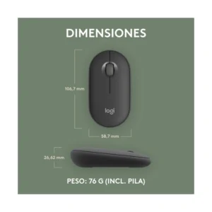 Mouse Inalambrico Logitech Pebble Mouse 2 M350S (910-007049) Grafito, Bluetooth, Ligero, Personalizable, Clicks Discretos, Easy-Switch, Recargable - Imagen 9