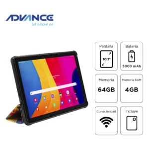 Tablet Advance Smartpad (Sp3703) Pantalla Ips Wxga 10.1", 64Gb Rom, 4Gb Ram, 5000Mah, Android 15, Cam 5Mp-2Mp - Imagen 3