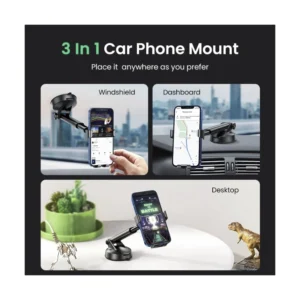 Soporte De Celular Para Auto Ugreen Lp200 (60990B) Negro, Sistema De Sujecion Por Gravedad, Fuerte Succion Para Fijarse Al Tablero O Parabrisas - Imagen 10
