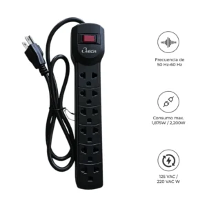 Regleta Omega 6 Tomas (492723Bk) Negro - Imagen 3