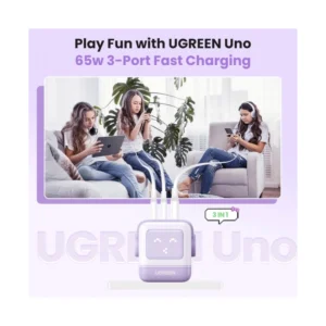 Cargador De Pared 2 Usb-C + Usb Ugreen Cd361 (35314) Kawaii Purpura, Robot Gan, 65W Carga Rapida, Para Iphone 17, Macbook Pro - Imagen 5
