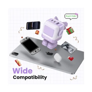 Cargador De Pared 2 Usb-C + Usb Ugreen Cd361 (35314) Kawaii Purpura, Robot Gan, 65W Carga Rapida, Para Iphone 17, Macbook Pro - Imagen 6