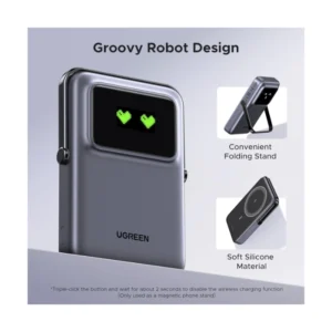 Power Bank Ugreen Pb572 (45327) Gris, Magnetico, Pantalla Digital, Con Soporte Plegable Y Pantalla Tft, Magsafe, Pd De 20 W, 10000Mah - Imagen 6