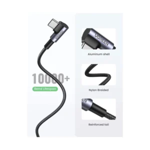 Cable De Carga & Datos Usb A Usb-C Ugreen Us284 (50942) Trenzado, Angulo 90 Grados Tipo C, Compatible Con Iphone 16, 2 Metros - Imagen 6