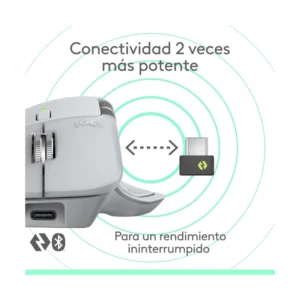 Mouse Inalambrico Logitech Mx Master 4 (910-007566) Blanco, Bluetooth, Ergonomico Con Retroalimentacion Haptica, Desplazamiento Ultrarrapido - Imagen 7