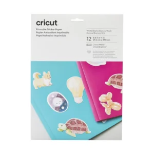 Papel Adhesivo Imprimible Blanco Cricut (2009491) 21.5 X 27.9 Cm, Incluye 12 Hojas, Crea Tus Propias Calcomanias Personalizadas - Imagen 1