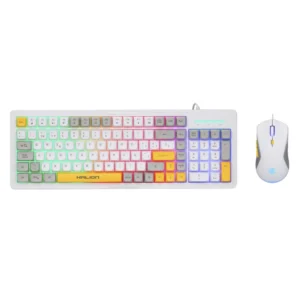 Combo Halion Cobra (K425C) Gaming, Blanco Con Amarillo, Teclado+Mouse, Led Rainbow - Imagen 1