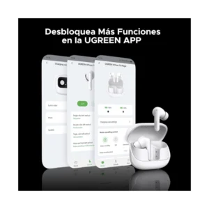 Auricular Bluetooth Ugreen Echobuds Magic Ws211 (55137) Blanco, Pantalla Inteligente Tactil, 12 Funciones Con Un Toque, 6H Para Audifonos, 30H Total - Imagen 10