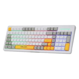 Combo Halion Cobra (K425C) Gaming, Blanco Con Amarillo, Teclado+Mouse, Led Rainbow - Imagen 3