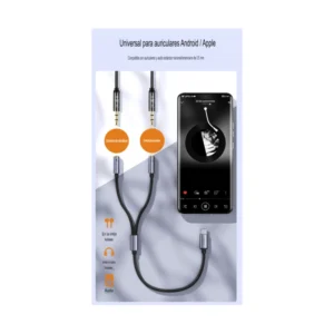 Cable De Usb-C A Jack X2 3.5Mm (Jh-A562A) Negro, Divisor Audio, 25Cm - Imagen 4