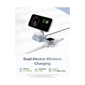 Cargador Inalambrico Magflow Ugreen W752 (55960B) Qi2 25W, Magsafe 2 En 1, Soporte Plegable Rapido Con Puerto Usb-C, Iphone/Airpods - Imagen 3