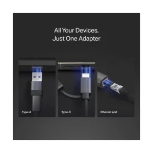 Adaptador Usb/Usb-C A Red Tp-Link (Ue310C) Carcasa Aluminio, Entrada Dual, Velocidad 10/100/1000 - Imagen 3