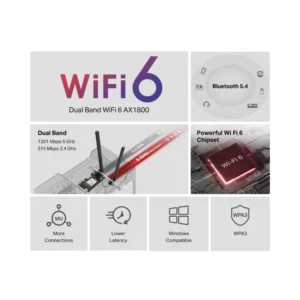 Tarjeta Pcie Inalambrico + Bluetooth 5.4 Mercusys Ax1800 (Ma70Xe) Wifi 6, 2.4Ghz/574Mbps, 5Ghz/1201Mbps, Antena X2, Wpa3, Mu-Mimo - Imagen 3