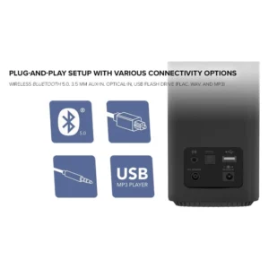 Parlante Creative T100 (51Mf1690Aa000) 80W, Bluetooth 5.0 + Control, Entrada Optica, Entrada Aux, Sonido Amplio Y Claridad De Audio - Imagen 3