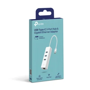Adaptador Usb-C A Red Tp-Link (Ue330C) Blanco, Velocidad 10/100/1000Mbps, Hub X3 Puertos Usb 3.0 - Imagen 4