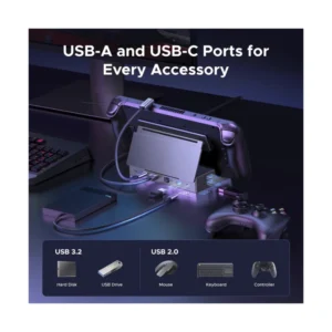 Steam Deck Dock 9 En 1 Ugreen Cm800 (55733) Estacion De Acoplamiento Plegable, X1 Dp, X1 Usb-C, X3 Usb-A, X1 Rj45, X1 Sd Card Slot, X1 Tf Card Slot - Imagen 4