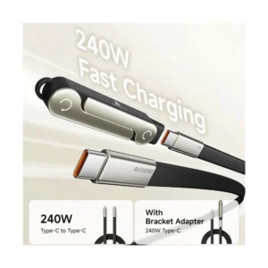 Cable De Carga & Datos Usb-C A Usb-C Basemo (X09C-O) Naranja, Incluye Soporte Plegable Para Telefono, 240W De Carga Rapida, 1.5 Metros - Imagen 5