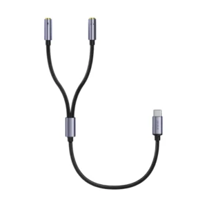Cable De Usb-C A Jack X2 3.5Mm (Jh-A562A) Negro, Divisor Audio, 25Cm - Imagen 1