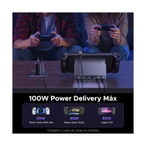 Steam Deck Dock 6 En 1 Ugreen Cm800 (75126) Estacion De Acoplamiento Plegable, X1 Hdmi, X1 Usb-C, X2 Usb-A, X1 Rj45 - Imagen 5