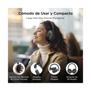 Auricular Bluetooth Ugreen Hp203 (35757) Negro, Cancelacion De Ruido, Sonido De Alta Resolucion, 75 Horas, Conexion De 2 Dispositivos - Imagen 7