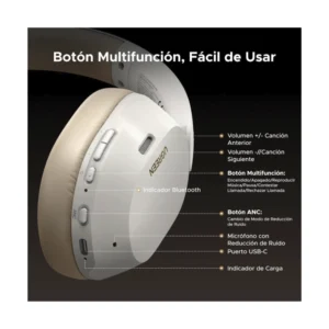 Auricular Bluetooth Ugreen Hp203 (35758) Blanco, Cancelacion De Ruido, Sonido De Alta Resolucion, 75 Horas, Conexion De 2 Dispositivos - Imagen 8