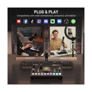 Mezcladora De Audio Maono Caster C2 Neo (Amc2 Neo) Negro, Bluetooth, Bateria Incorporada, Cancelacion De Ruido, Para Transmision En Vivo, Grabacion - Imagen 8